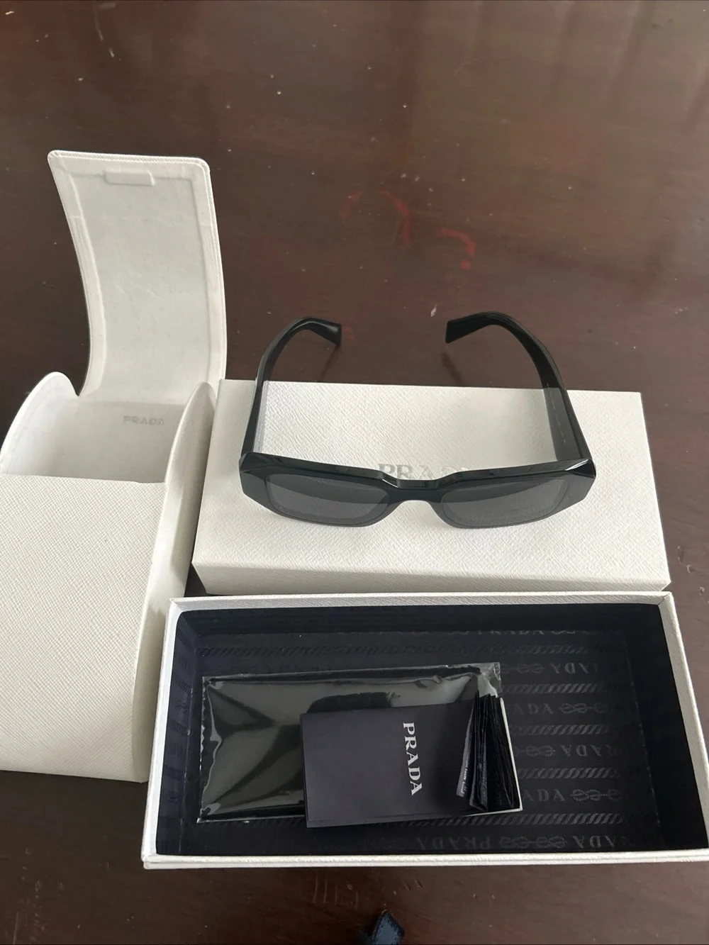 Prada Black Geometric Rectangle Women's Sunglasses